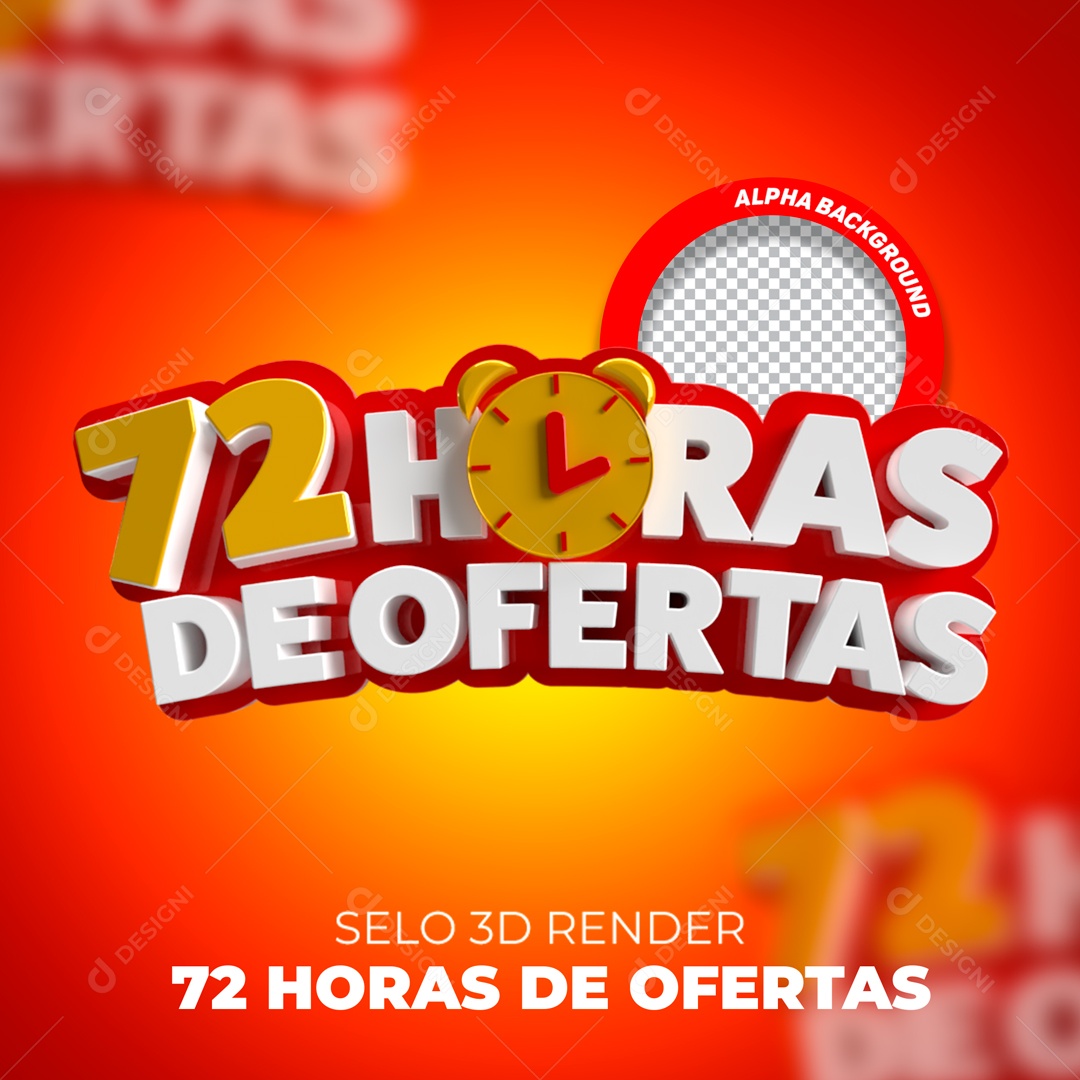 Ofertas 72 Horas Branco Selo 3D para Composição PSD