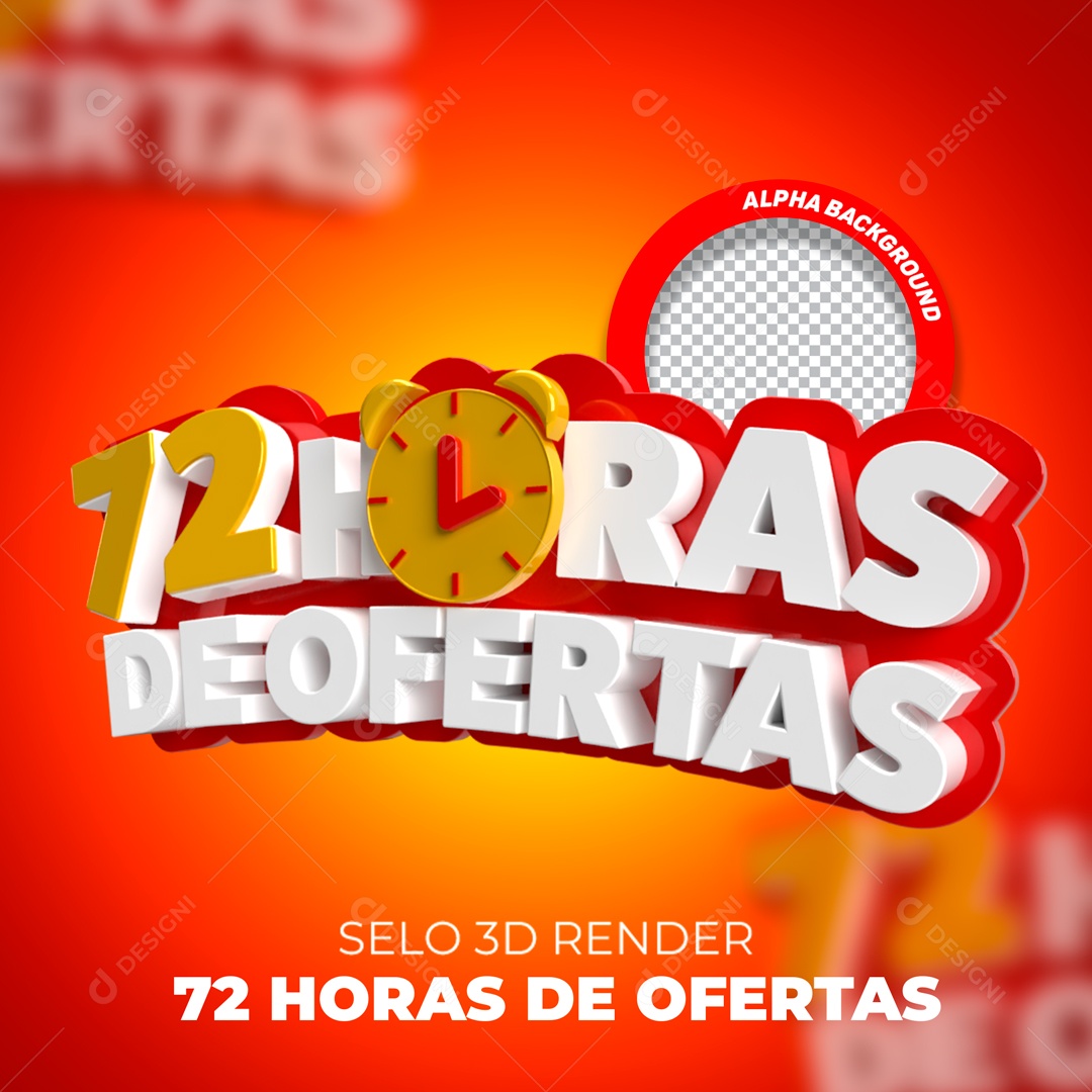 Ofertas 72 Horas Selo 3D Branco para Composição PSD