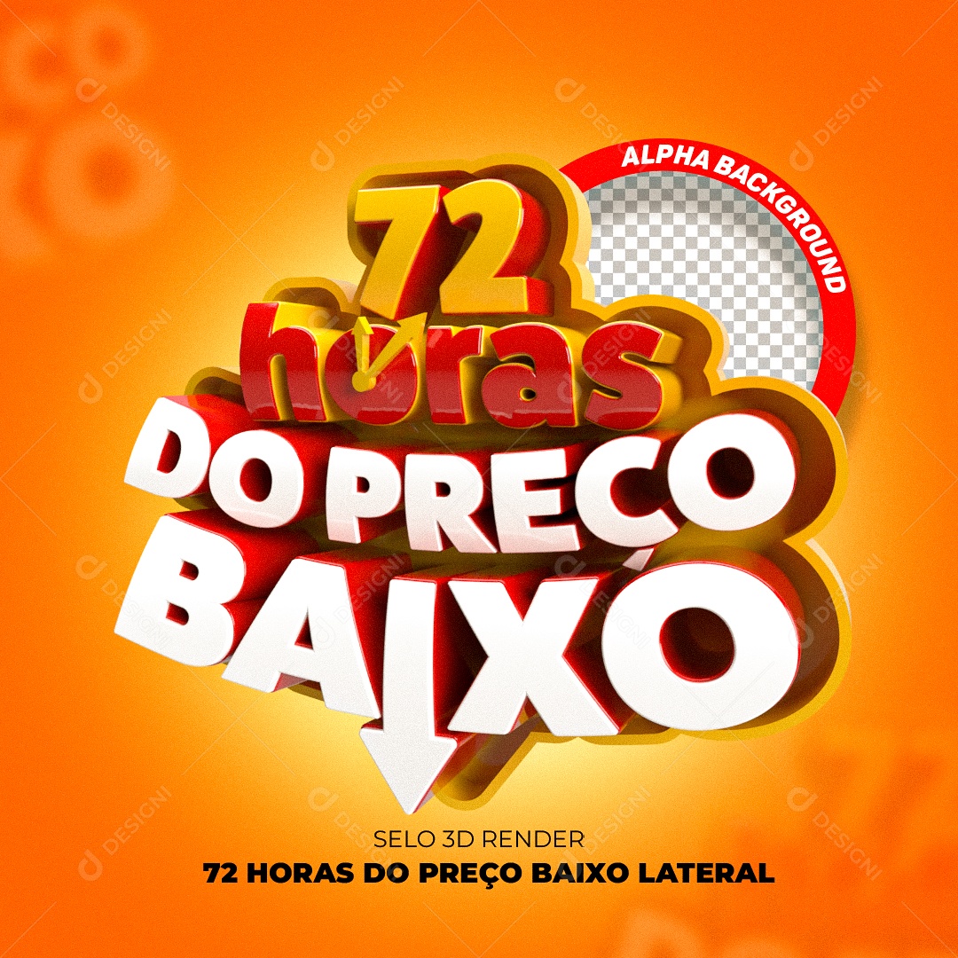 Preço Baixo 72 Horas Selo 3D Vermelho e Branco Composição PSD