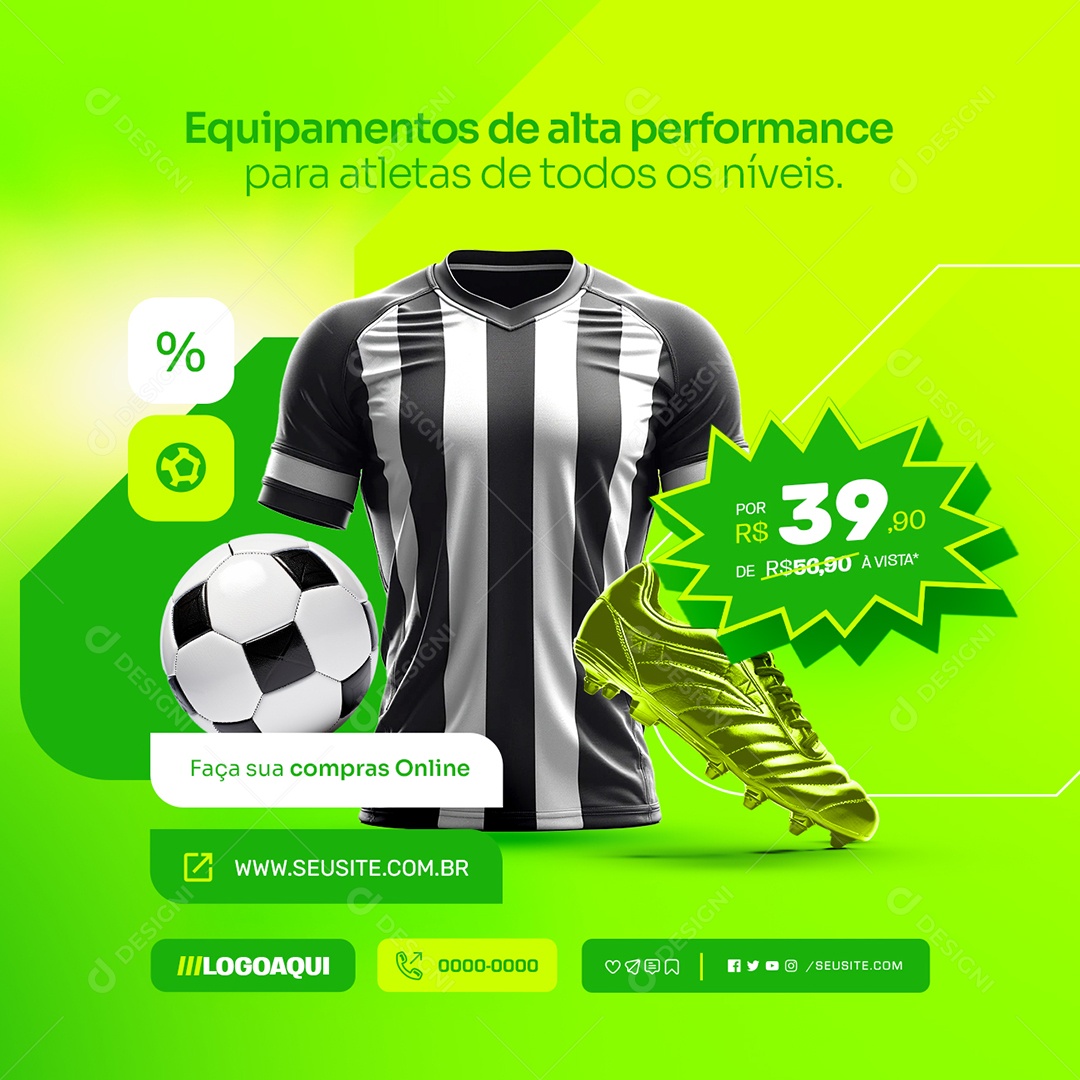 Sexta da Sorte Materiais Esportivos Camisa de Time Social Media PSD Editável