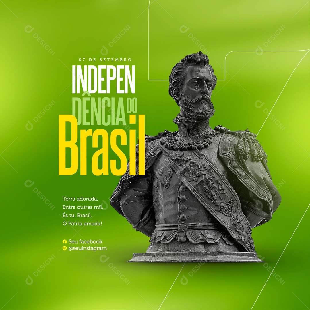 Dia da Independência do Brasil 07 de Setembro Terra Dourada Entre Outras Mil Social Media PSD Editável