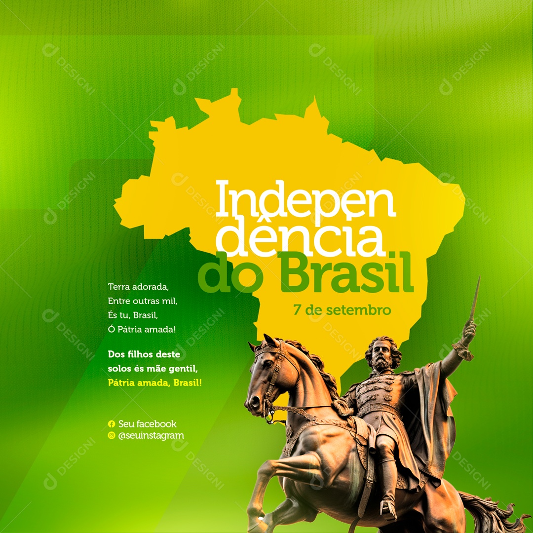 Independence Day of Brazil September 07 Golden Earth Social Media PSD Editable