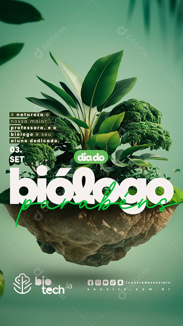 Story Dia Do Biólogo 03 de Setembro Parabéns Social Media PSD Editável
