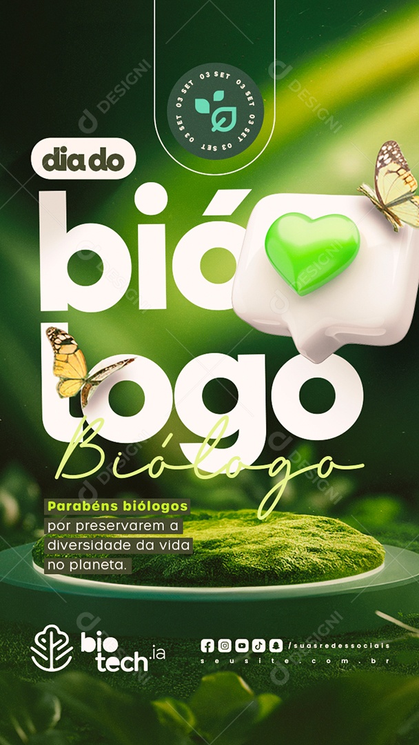 Story Dia Do Biólogo 03 de Setembro Parabéns Biólogos Social Media PSD Editável