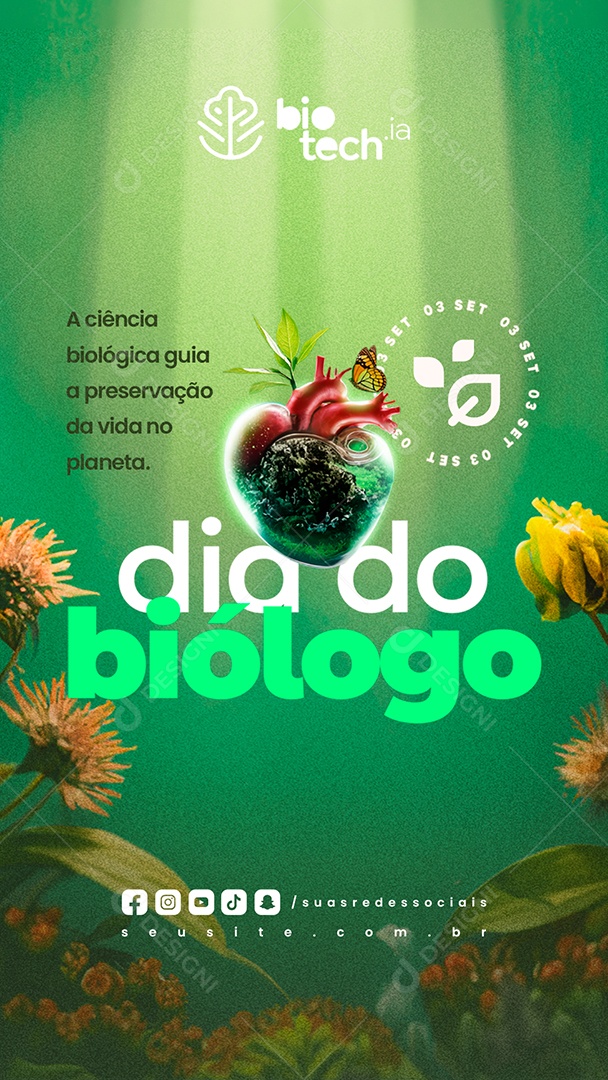 Story Dia Do Biólogo 03 de Setembro Social Media PSD Editável