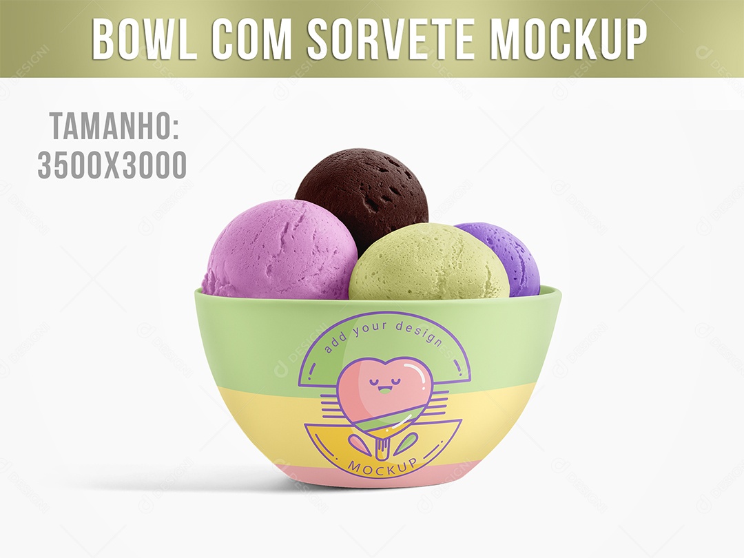 Bowl com Sorvete Mockup PSD Editável