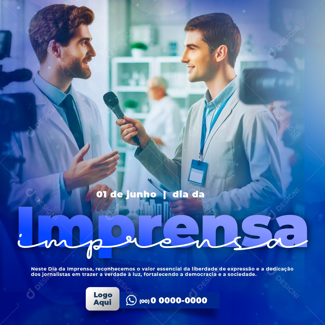 Dia da Imprensa 01 de Junho Social Media PSD Editável