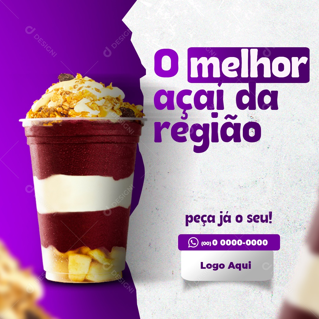 Açaiteria o Melhor Açaí da Cidade Social Media PSD Editável