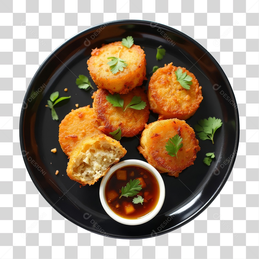 Bolinho Frito com Caldo PNG Transparente