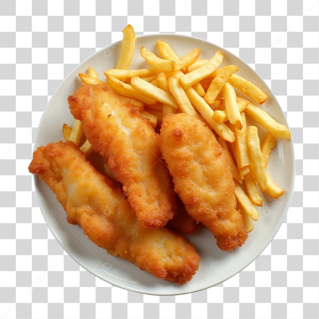 Lanche Frito com Batatas PNG Transparente