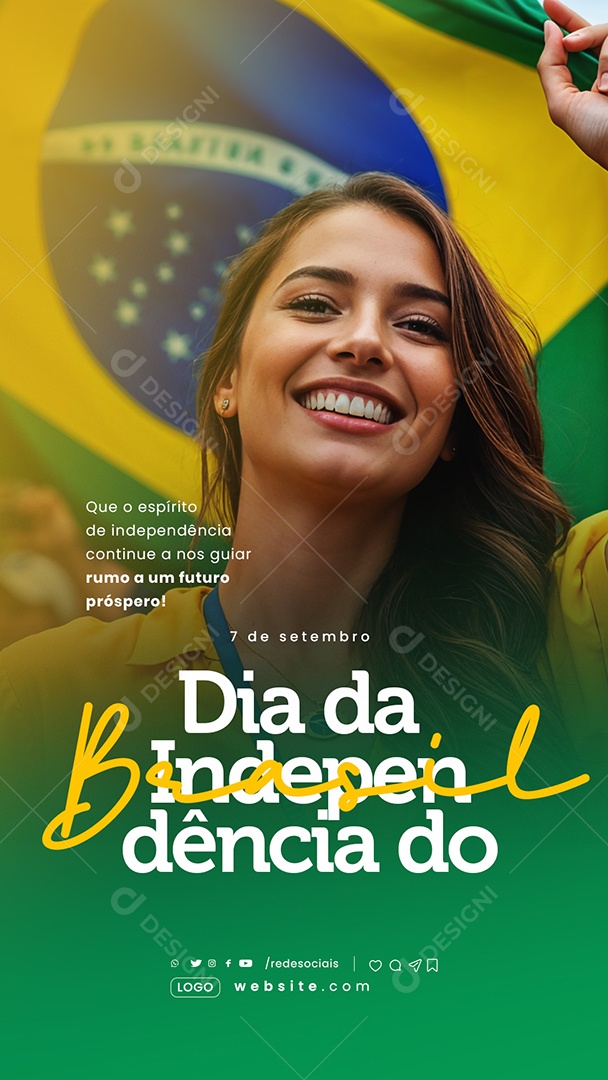 Story Dia da Independência do Brasil 07 de Setembro Rumo a um Futuro Próspero Social Media PSD Editável