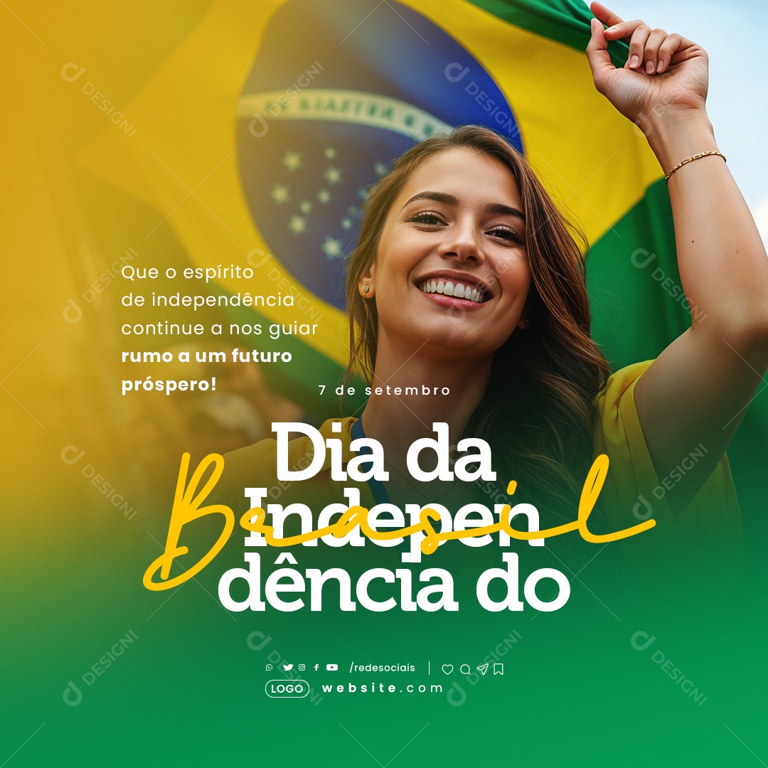 Dia da Independência do Brasil 07 de Setembro Rumo a um Futuro Próspero Social Media PSD Editável