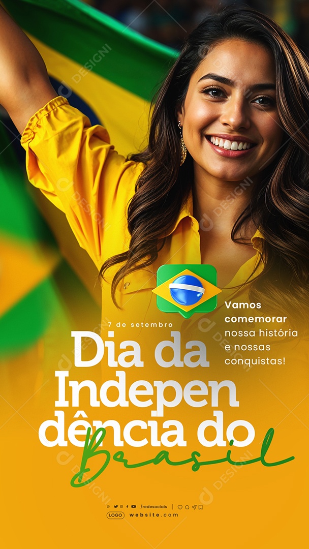 Story Dia da Independência do Brasil 07 de Setembro Vamos Comemorar nossa História Social Media PSD Editável