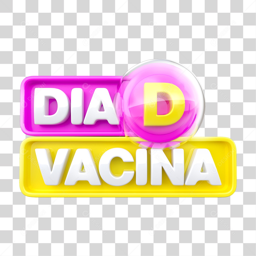 Selo 3D Dia D Vacina PNG Transparente