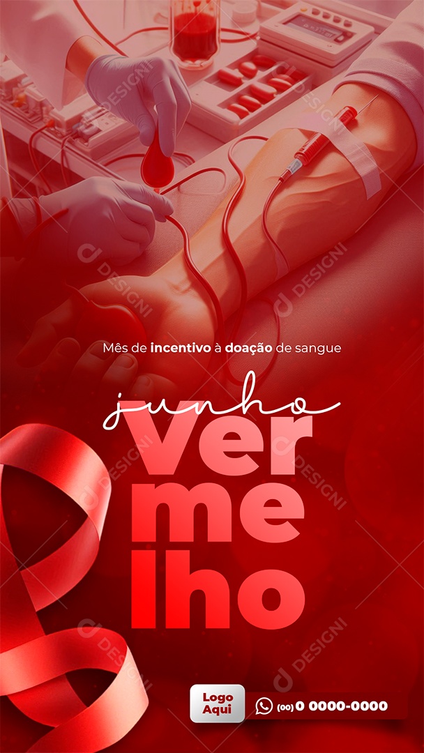 Story Junho Vermelho Mês de Incentivo á Doação de Sangue Social Media PSD Editável