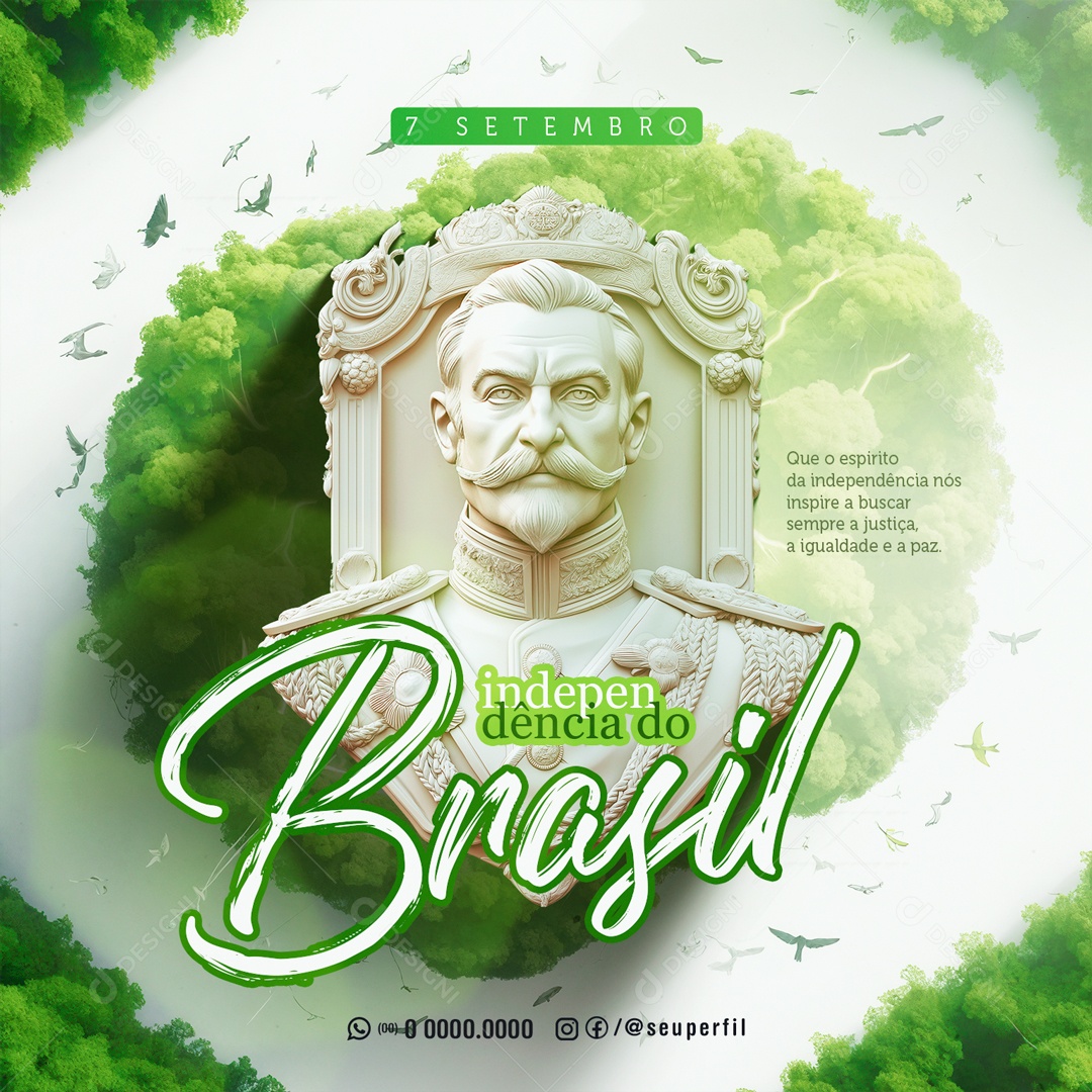 Dia da Independência do Brasil 07 de Setembro que o Espírito nós Inspire Social Media PSD Editável