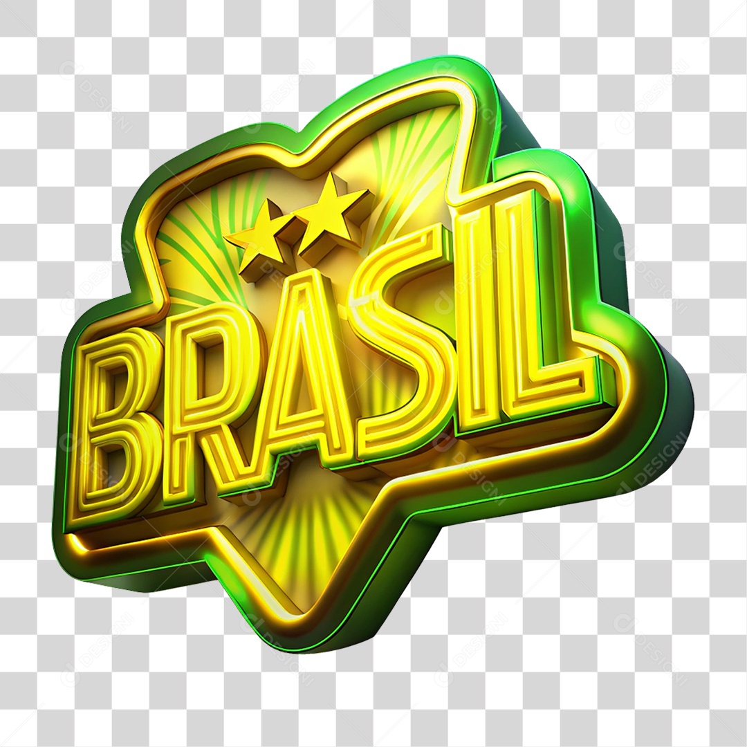 Selo 3D Brasil Nação PNG Transparente