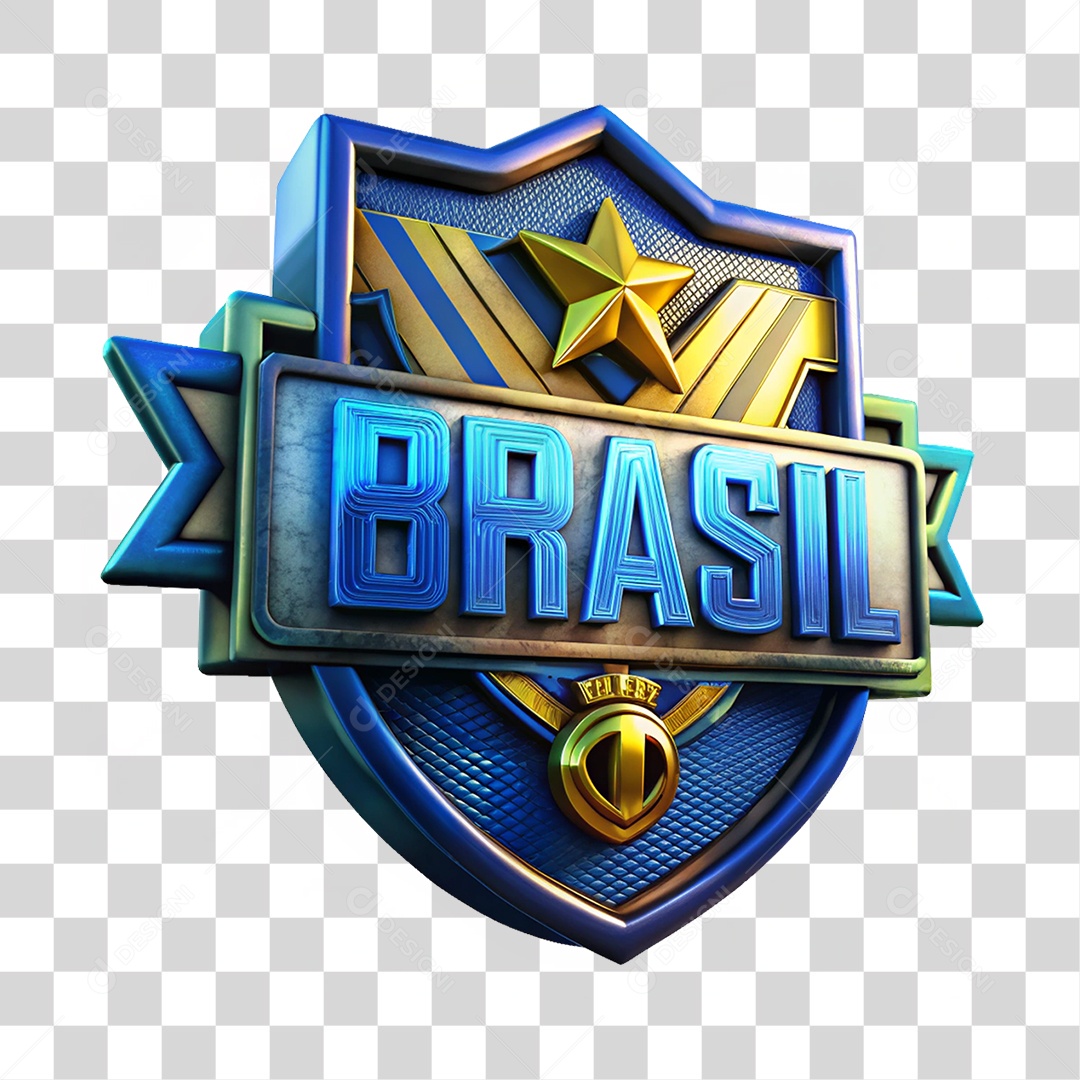 Elemento 3D Medalha Brasil PNG Transparente