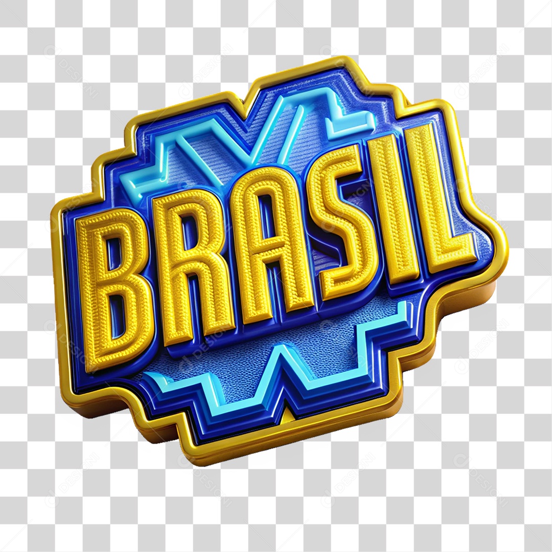 Selo 3D Brasil Nação PNG Transparente