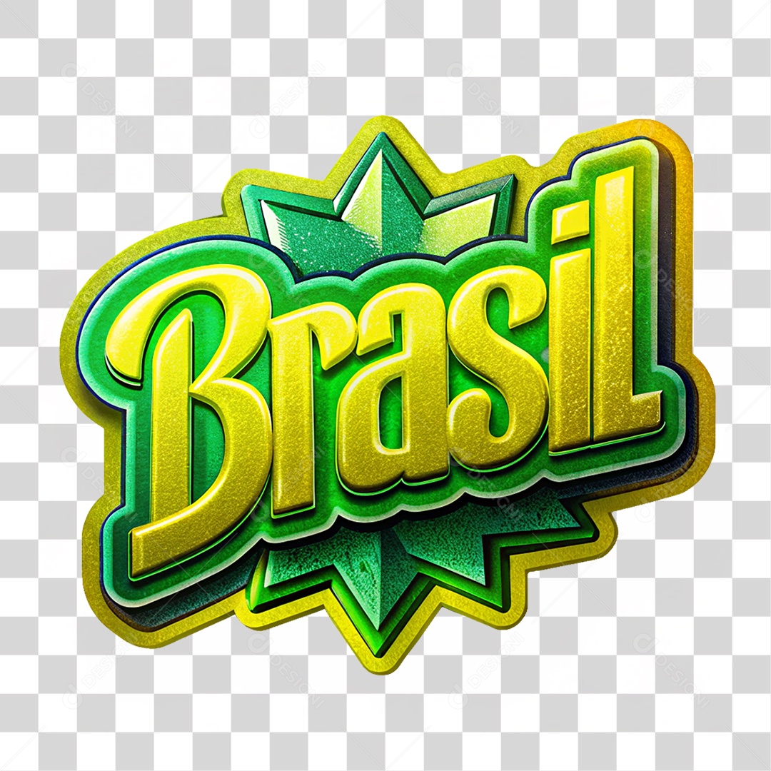 Selo 3D Brasil Nação PNG Transparente