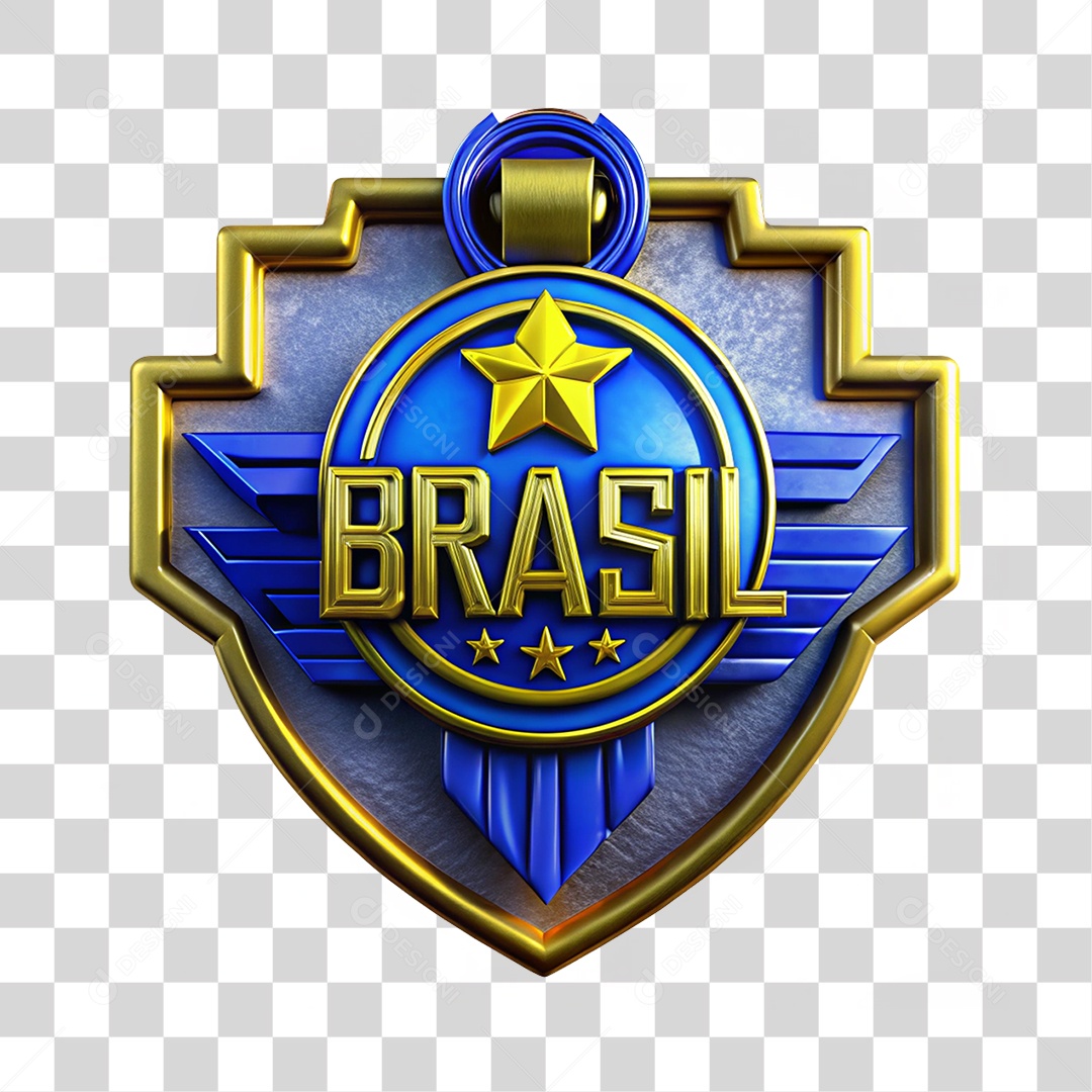 Elemento 3D Medalha Brasil PNG Transparente