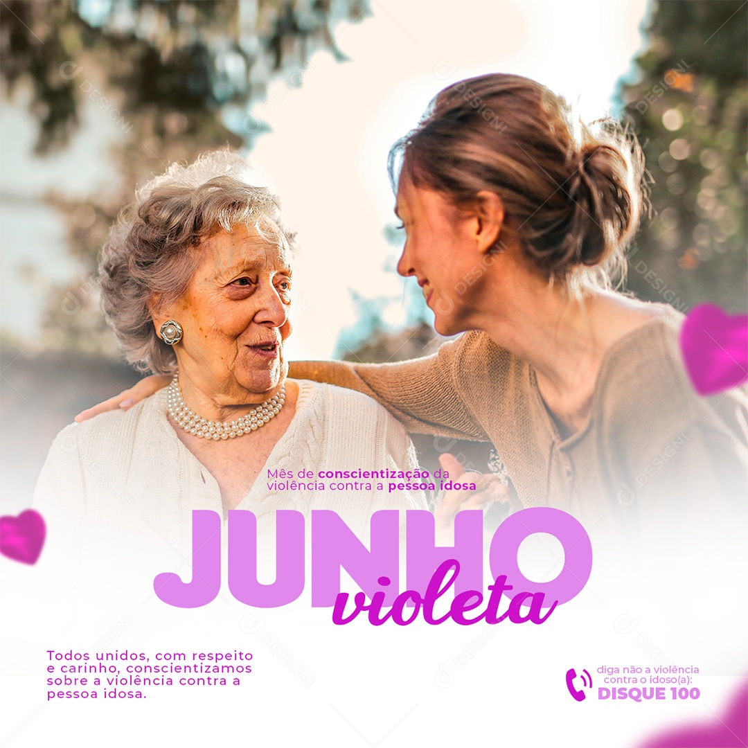 Junho Mês da Conscientização da Violência Contra Pessoa Idosa Social Media PSD Editável