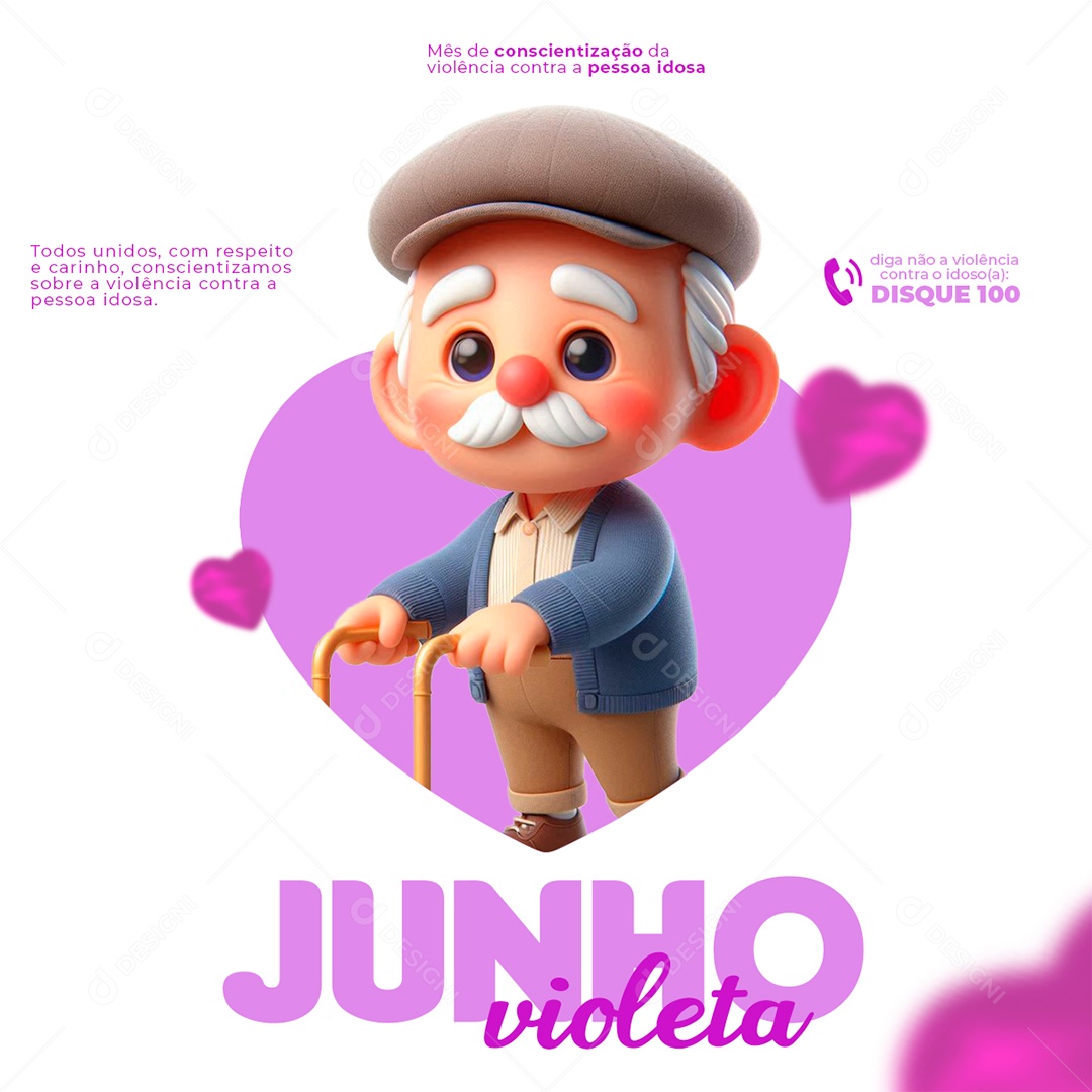 Junho Mês da Conscientização da Violência Contra Pessoa Idosa Social Media PSD Editável