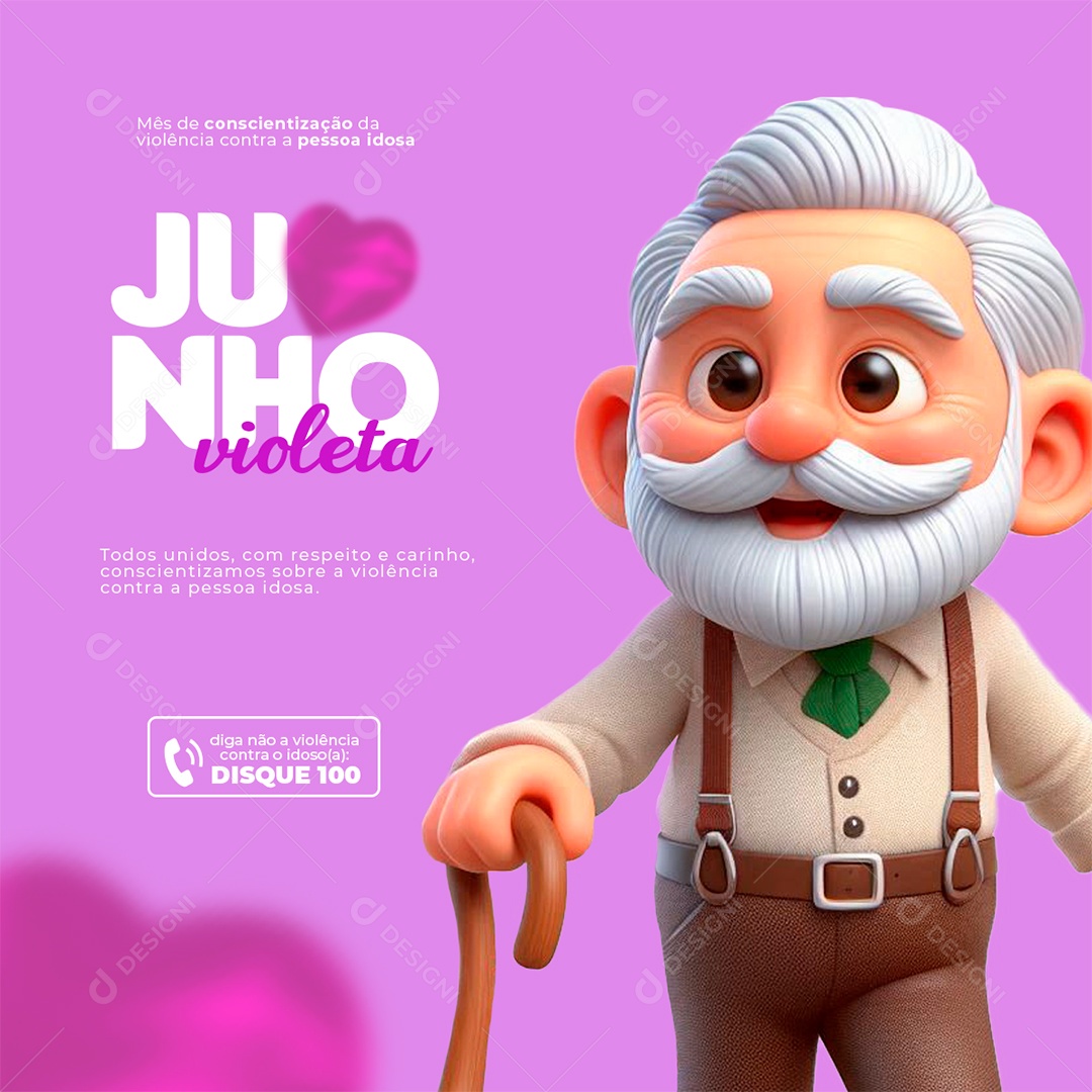 Junho Mês da Conscientização da Violência Contra Pessoa Idosa Social Media PSD Editável
