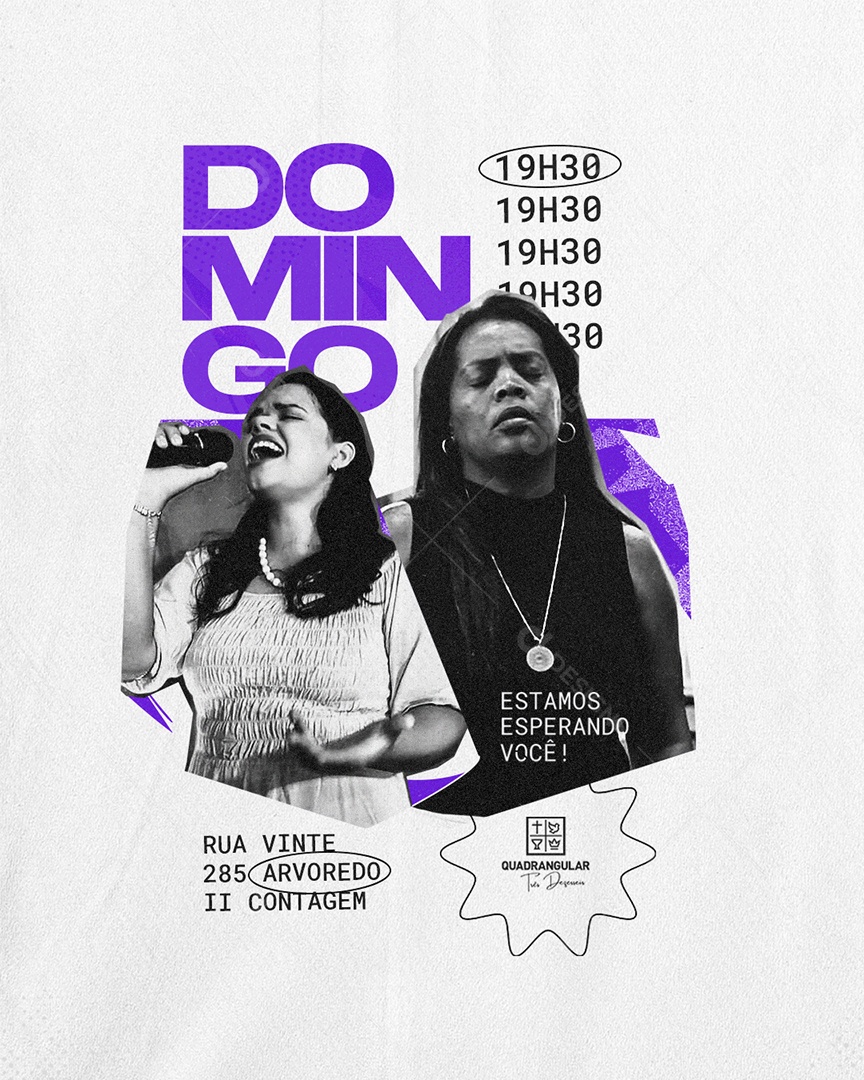Feed Flyer Gospel Domingo 19:30 Horas Social Media PSD Editável