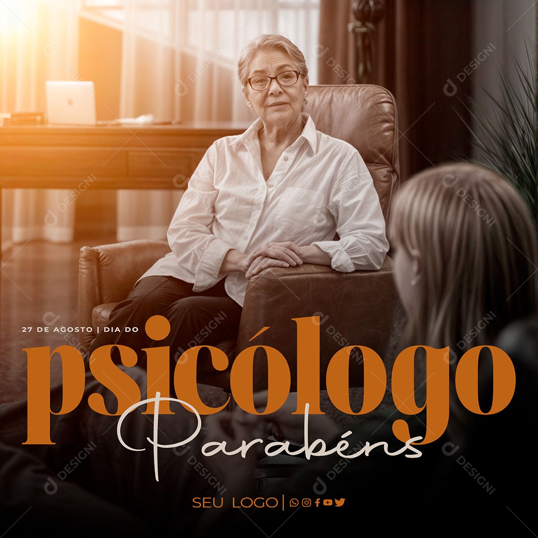 Dia Do Psicólogo 27 de Agosto Parabéns Social Media PSD Editável