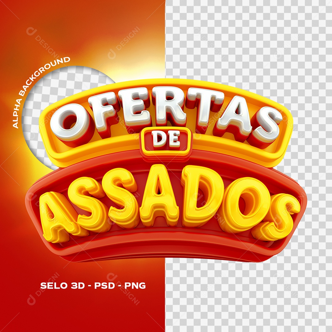 Ofertas de Assados Selo 3D para Composição PSD