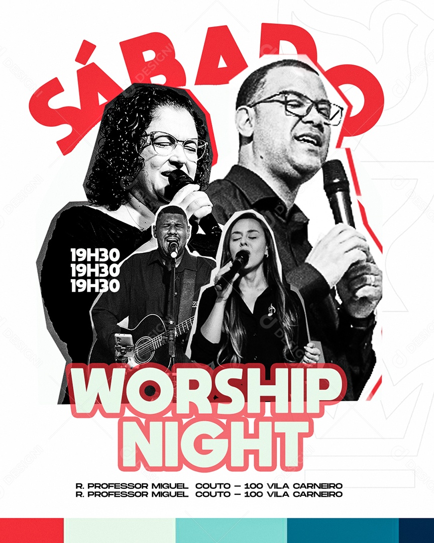 Feed Flyer Gospel Workchip Night Social Media PSD Editável