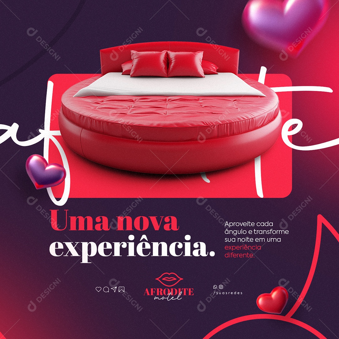 Motel Uma Nova Experiência Social Media PSD Editável