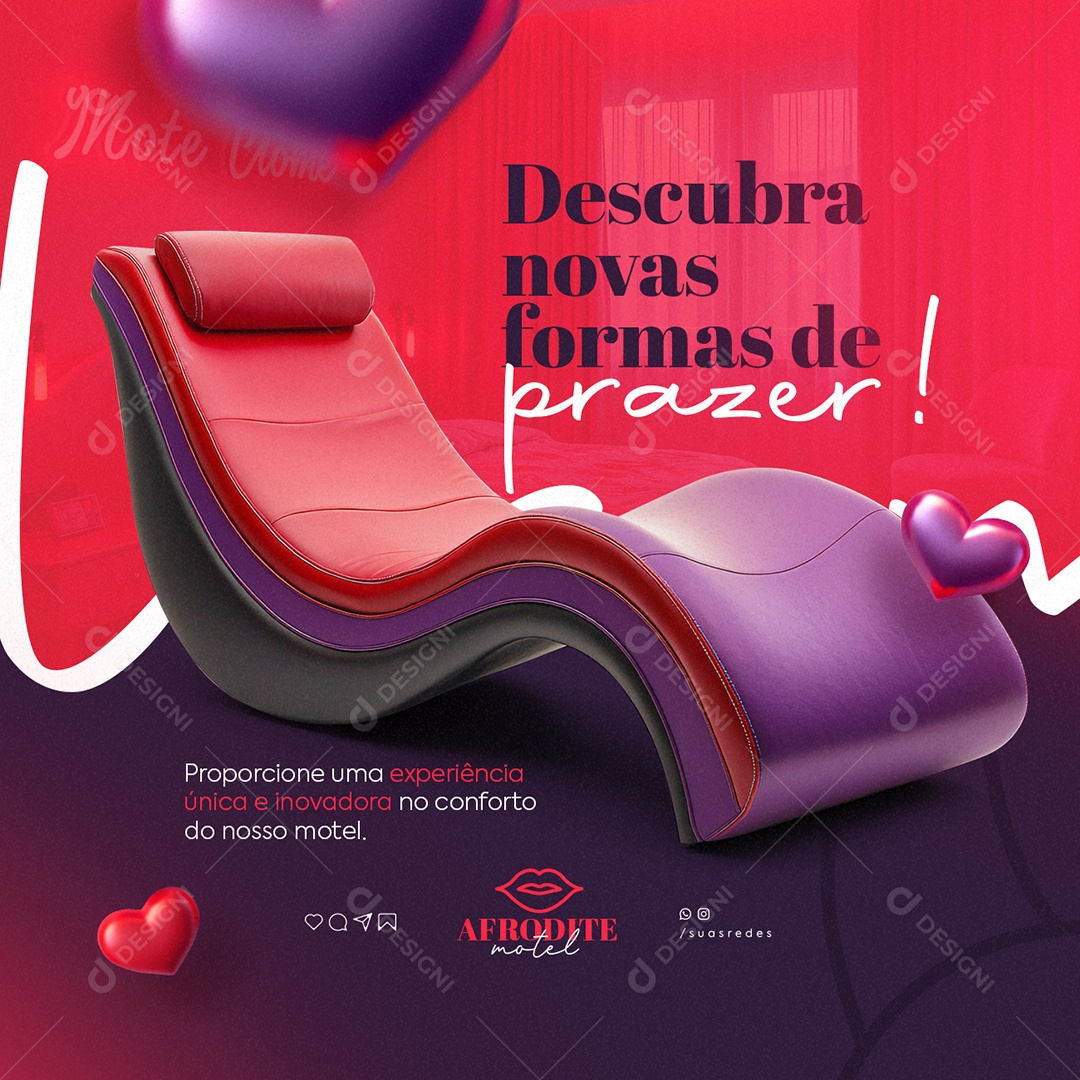 Motel Descubra Novas Formas de Prazer Social Media PSD Editável