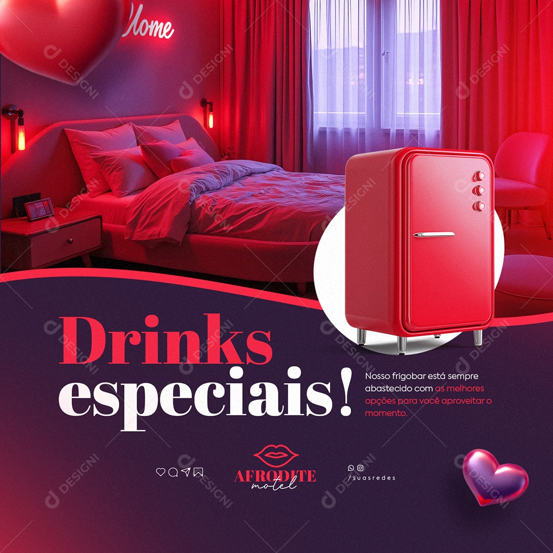 Motel Drinks Especiais Social Media PSD Editável