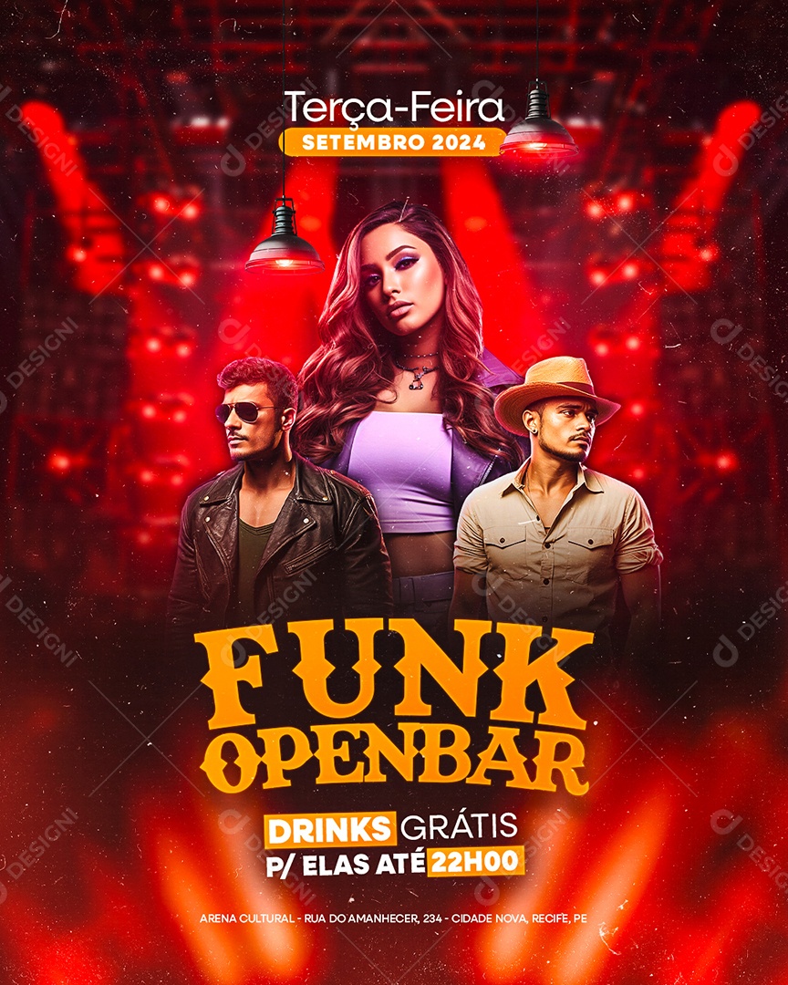Flyer Funk Open Bar Social Media PSD Editável
