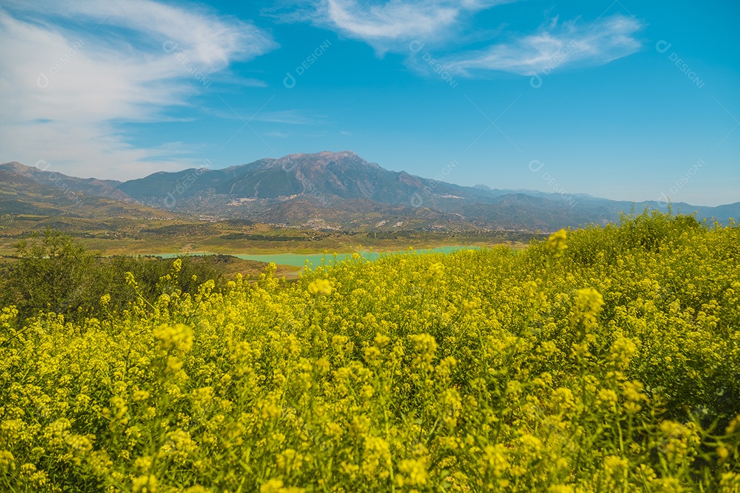 Bela vista da montanha e do reservatório de Viñuela em Málaga
