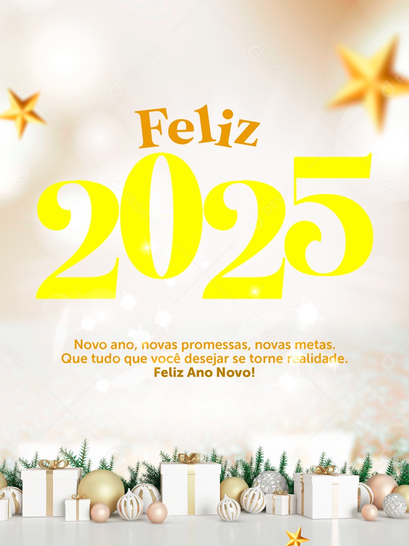 Feliz 2025 Ano Novo Social Media PSD Editável