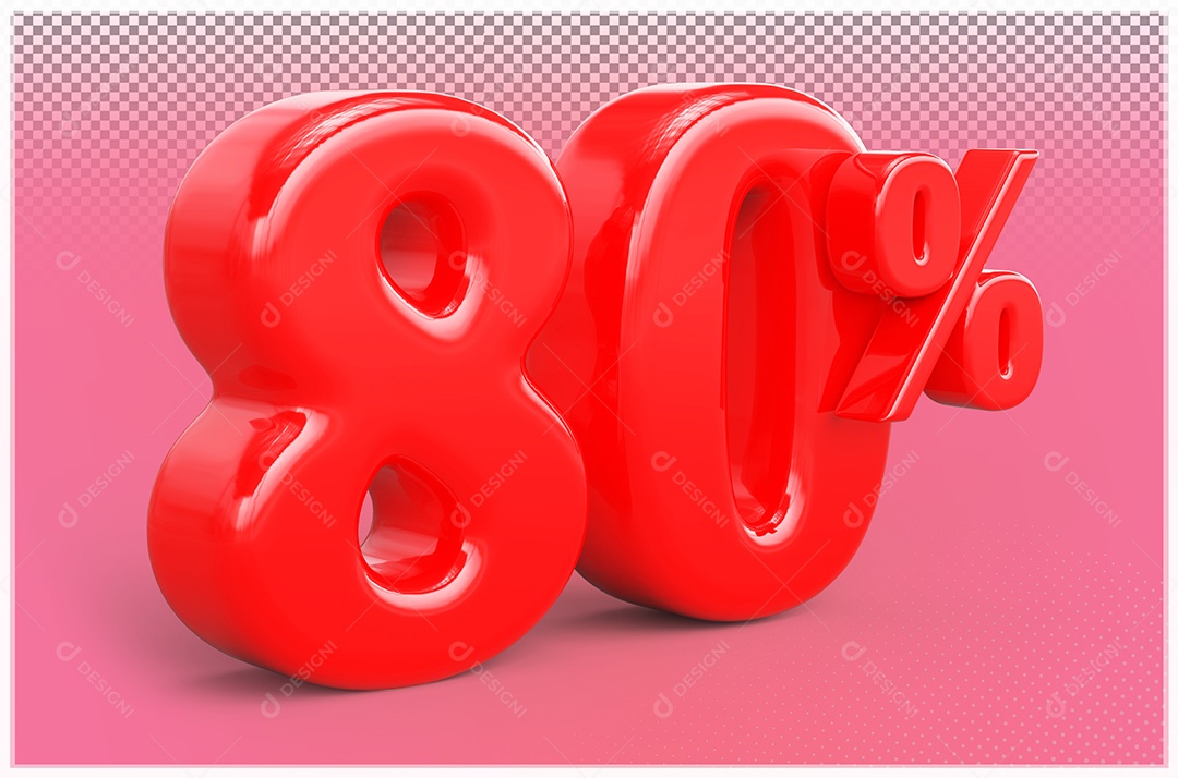 Desconto de 80% Elemento 3D Vermelho para Composição PSD