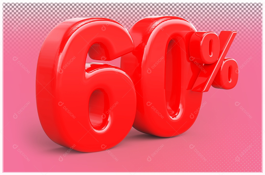 Desconto de 60% Elemento 3D Vermelho para Composição PSD