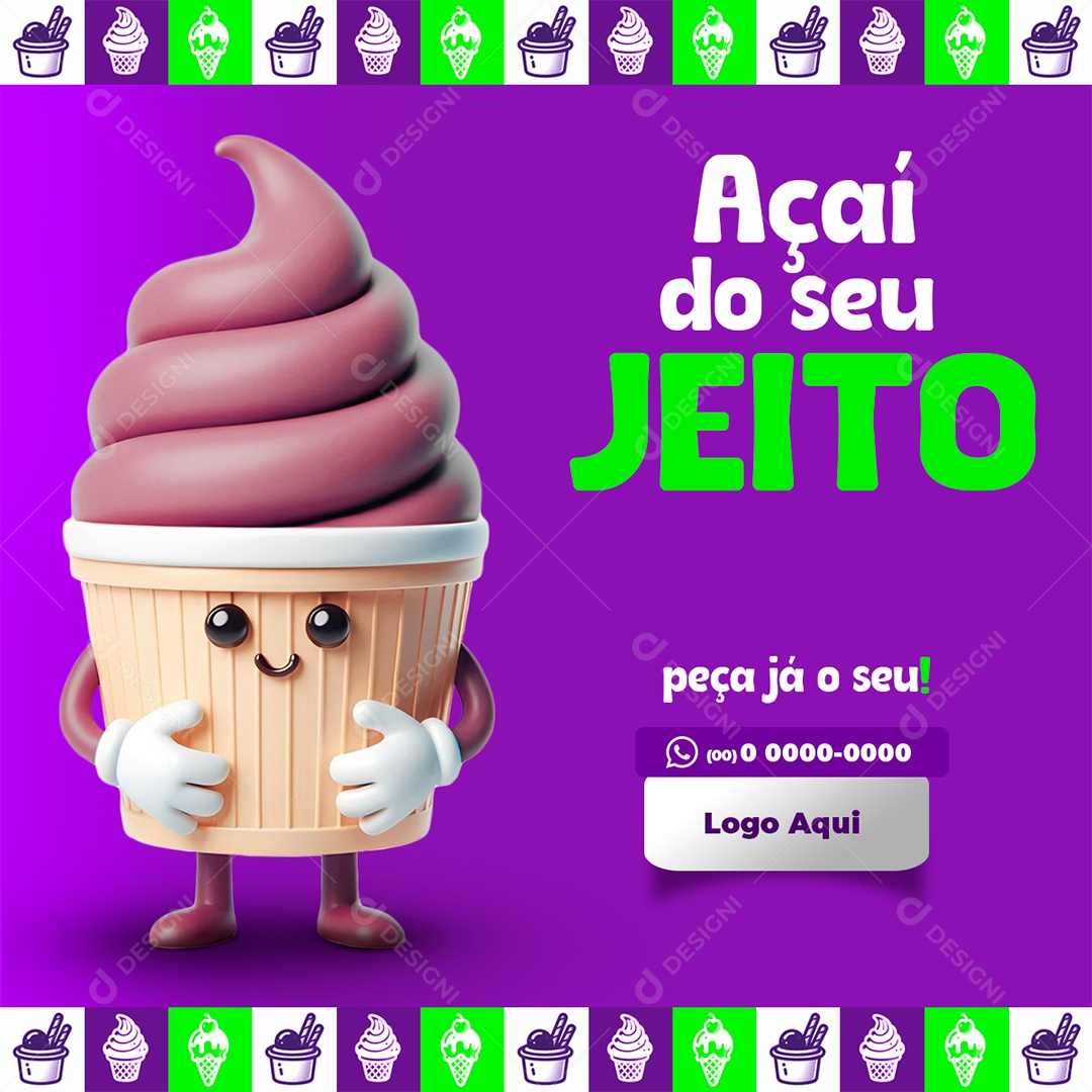 Açaiteria Açaí do Seu Jeito Social Media PSD Editável