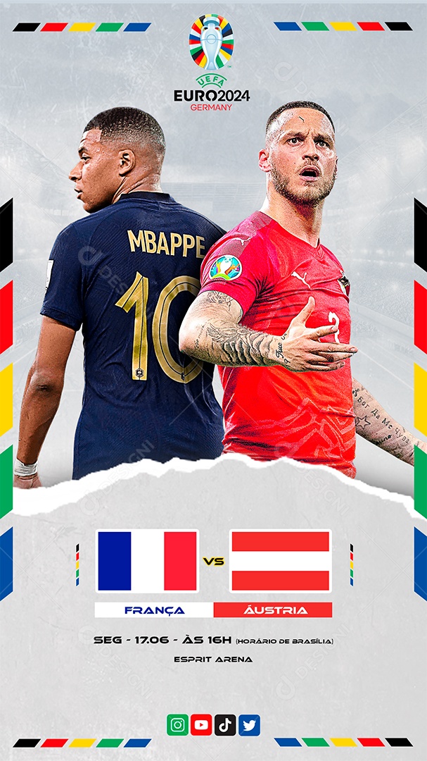 Story Euro 2024 França x Áustria Social Media PSD Editável
