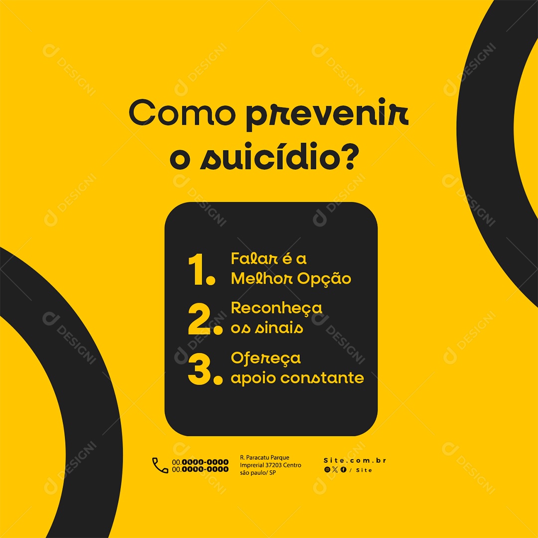 Setembro Amarelo Como Prevenir o Suicídio Social Media PSD Editável