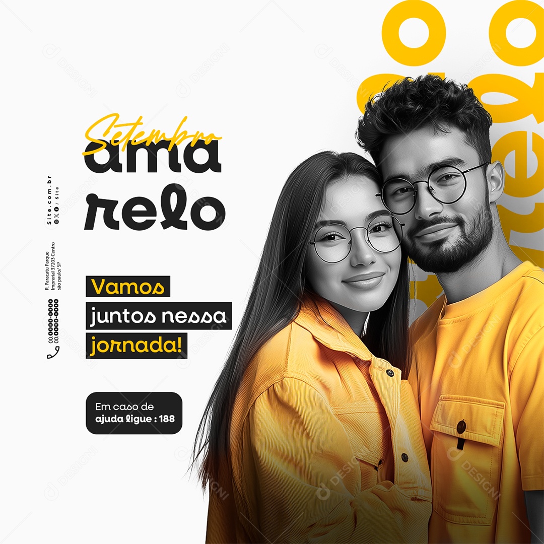 Setembro Amarelo Vamos Juntos Nessa Jornada Social Media PSD Editável