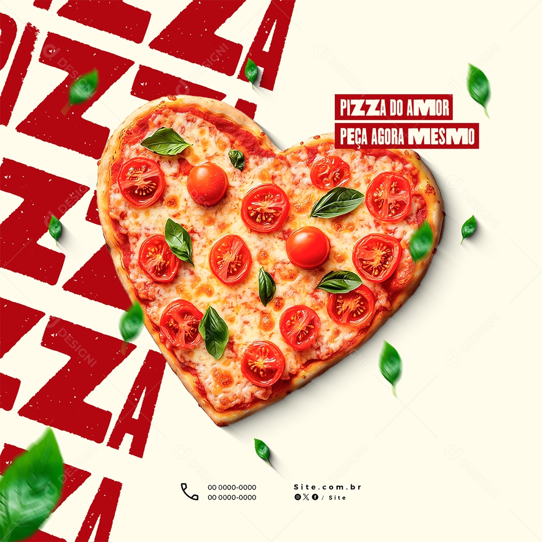 Pizzaria Pizza do Amor Peça Agora Mesmo Social Media PSD Editável