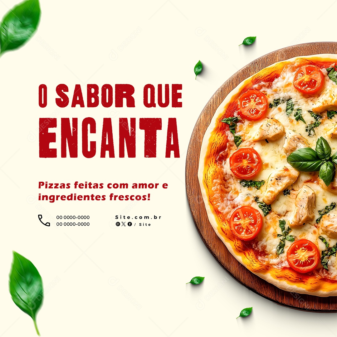 Pizzaria O Sabor Que Encanta Social Media PSD Editável