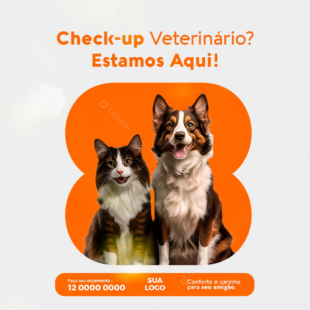 Petshop Check-Up Veterinário Estamos Aqui Social Media PSD Editável