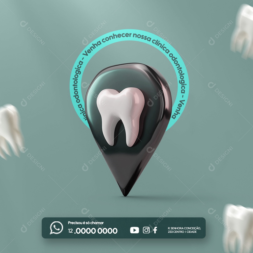 Dentista Venha Conhecer nossa Clínica Odontologica Social Media PSD Editável