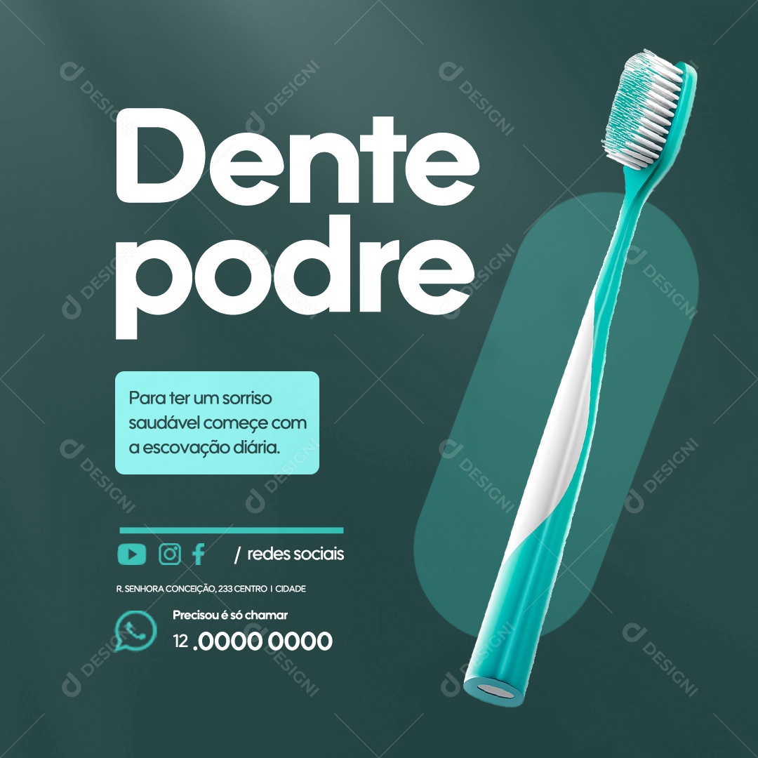 Dentista Dente Podre Social Media PSD Editável