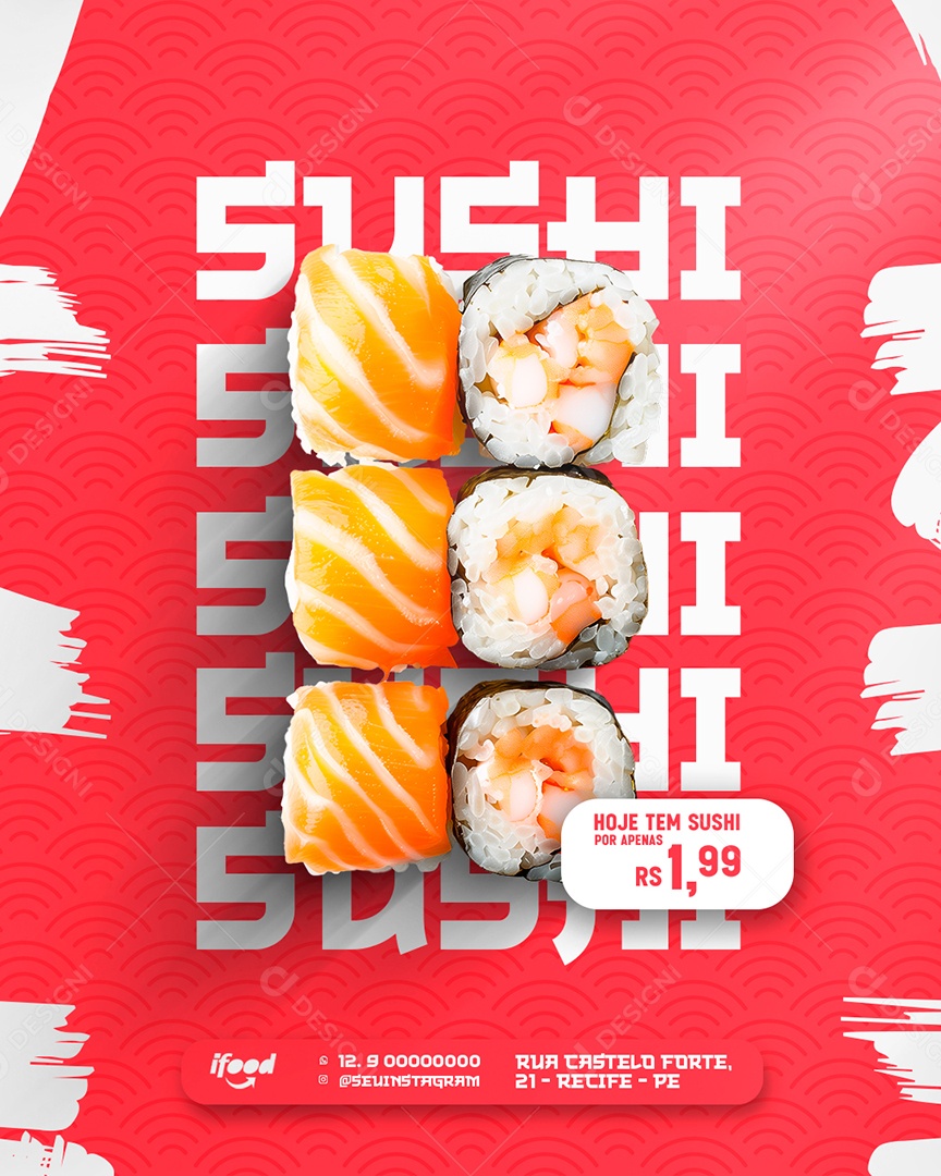 Comida Japonesa Hoje Tem Sushi Social Media PSD Editável